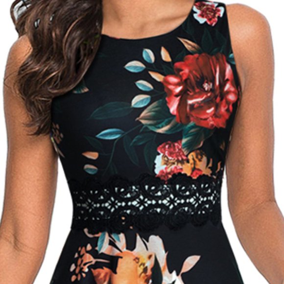 Printed Smocked Waist Sleeveless Dress - Picture 3 of 7